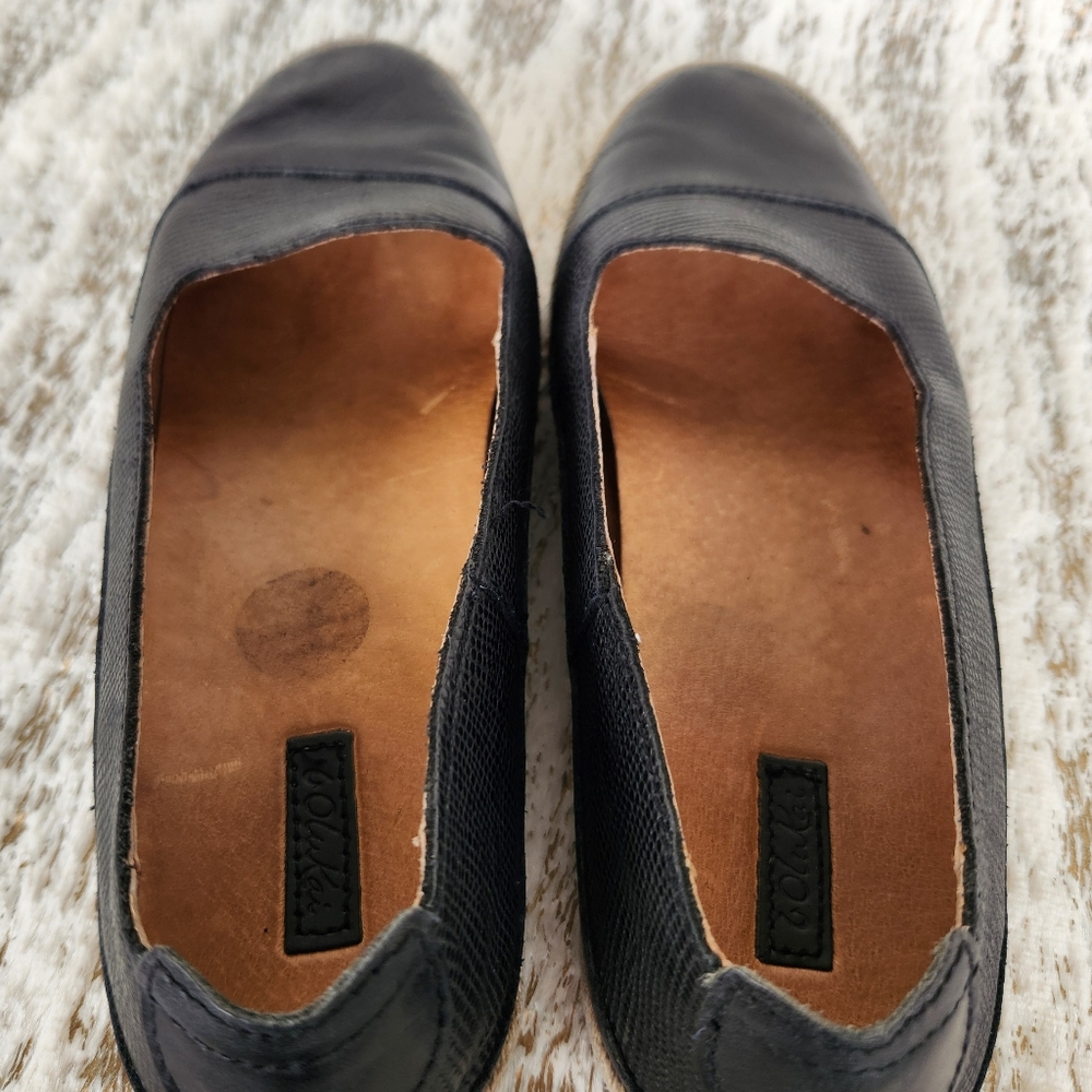 Olukai "Lino" Leather Espadrille Flat Shoes Black | Women's Size 7.5 - Picture 8 of 12